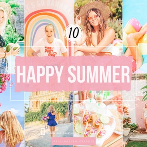 10 HAPPY SUMMER Lightroom Presets Light and Airy Preset for Instagram Influencer Bright Beach Preset Travel Blogger Preset Natural Lifestyle