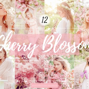 12 春の Lightroom プリセット Instagram 向け桜プリセット パステル ピンク プリセット ブロガー向けブルーム プリセット 夢のようなソフトな桜のプリセット