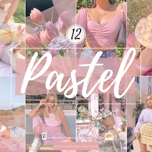 12 PASTEL Lightroom Mobile Presets Pink Preset For Instagram Bloggers Bright Peach Spring Preset Summer Preset Soft Pink Pastel Presets