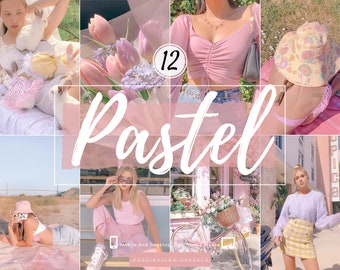 12 PASTEL Lightroom Mobile Presets Pink Preset For Instagram Bloggers Bright Peach Spring Preset Summer Preset Soft Pink Pastel Presets