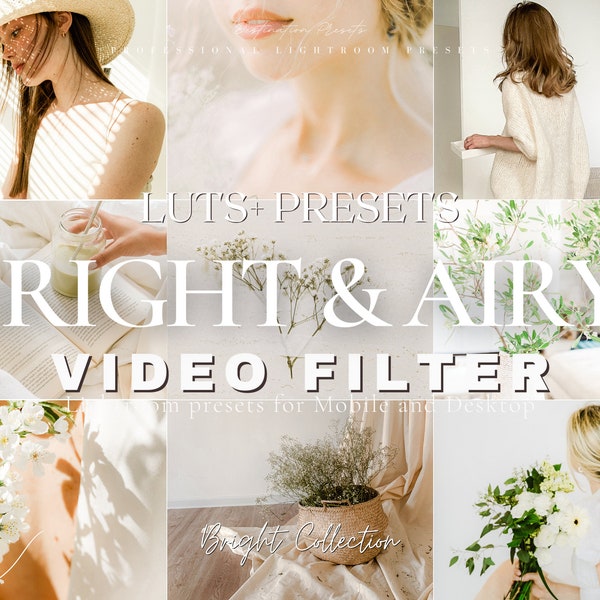 12 BRIGHT AND CLEAN Video Filter und Lightroom Presets, Light and Airy Presets für Instagram Influencer, Natural Presets, Light Clean Filter