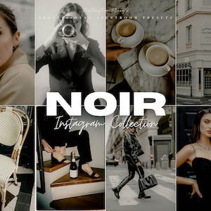 15 NOIR Lightroom Mobile & Desktop Presets, Black Aesthetic Presets for Instagram, Minimal Filter, Dark Influencer Presets, Moody Presets