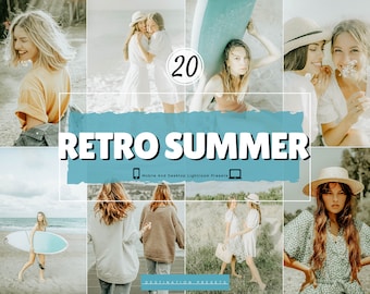 20 RETRO SUMMER Lightroom Presets Vintage Film Presets for Instagram Influencer Travel Beach Preset for Lifestyle Blogger 35 mm Film Look