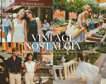 10 Vintage Film Presets – Analog Nostalgia Lightroom Presets – European Summer Aesthetic – Travel & Lifestyle Photography Filters