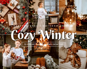 10 COZY CHRISTMAS Lightroom presets for mobile and desktop, Warm Holiday filter for blogger, Moody Winter presets for family, Indoor presets