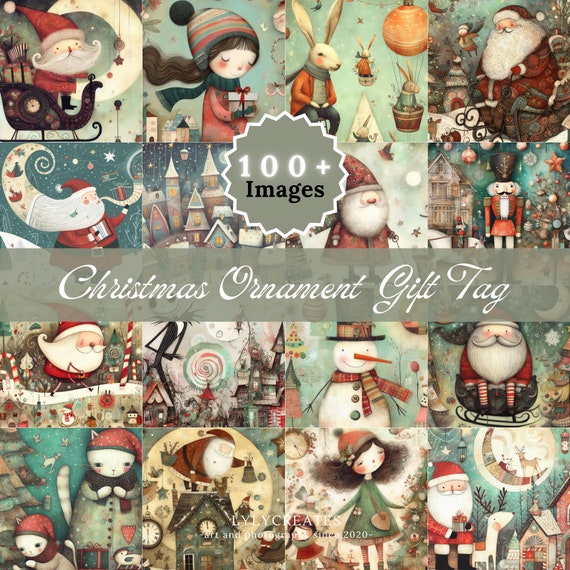 Lot De 100 étiquettes Cadeaux De Noël Avec Ficelle - 10 Motifs Festifs Pour Emballage Et Décoration Sapin - 6