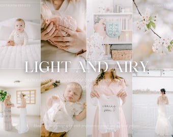 10 LIGHT AND AIRY Lightroom Mobile & Desktop Presets, Bright Clean Instagram Presets, Natural Photo Filter, Aesthetic Preset for Influencer