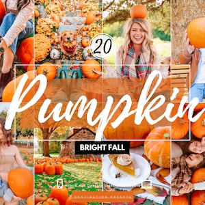 20 préréglages Lightroom PUMPKIN pour ordinateur de bureau mobile Préréglages d'automne pour les blogueurs Instagram Préréglages d'automne lumineux pour la famille Préréglages de récolte dynamique