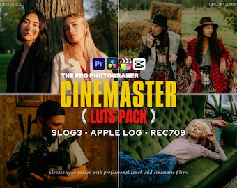 Cinematic LUTs Bundle | 60+ SLOG3, Apple Log & Rec.709 LUTs | Premiere Pro, DaVinci Resolve, Iphone, Capcut | Film Look Color Grading Pack