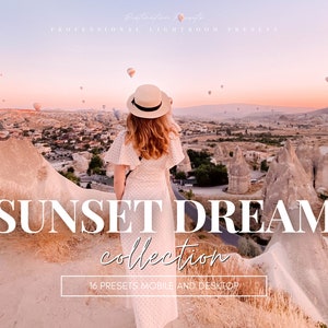 16 SUNSET DREAM Lightroom Mobile & Desktop Presets, Summer Beach Filter For Intagram Blogger, Sunset Aesthetic Presets, Travel Presets