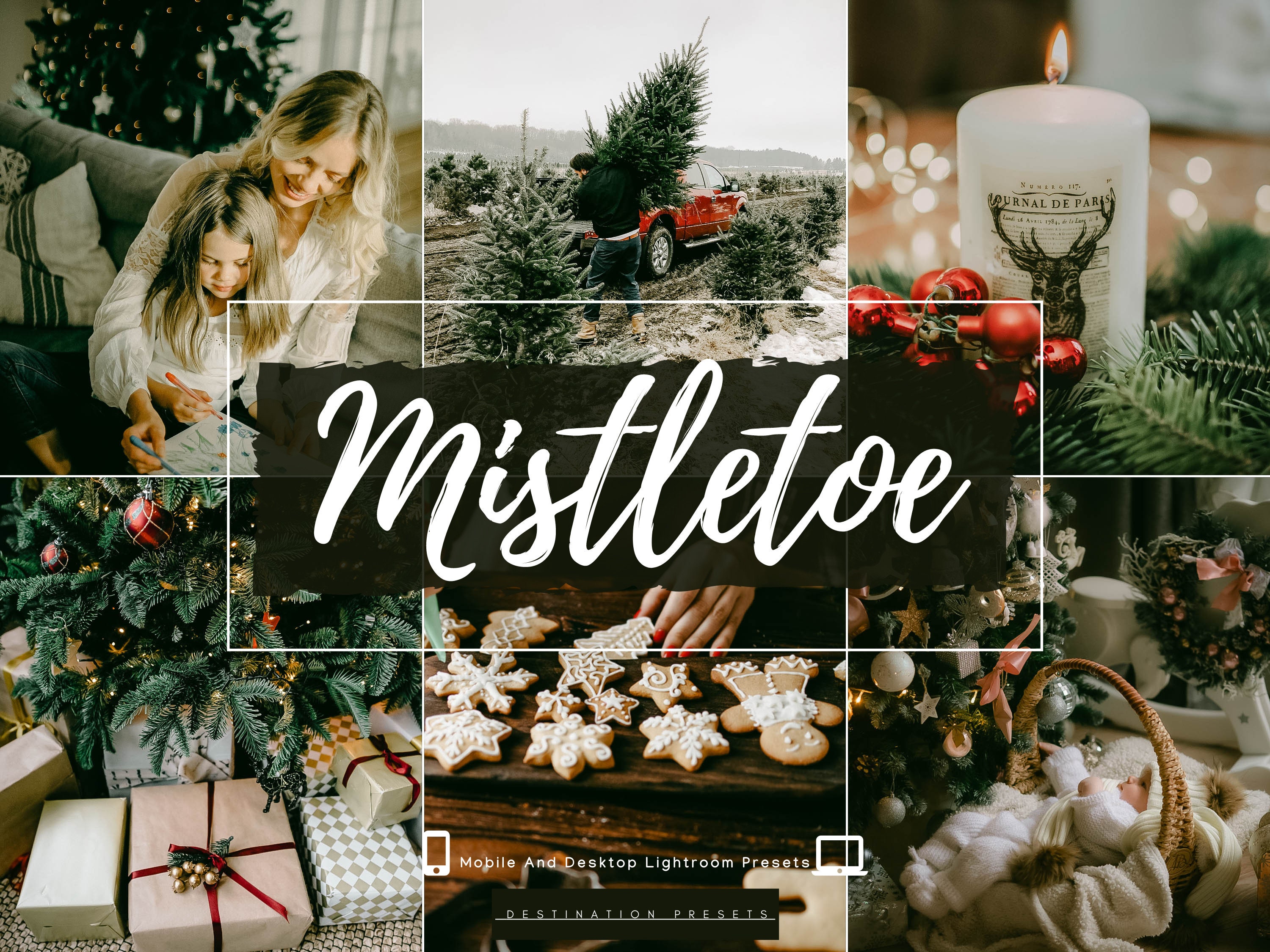 15 MISTLETOE Lightroom Mobile and Desktop Presets, Moody Christmas filter for Instagram Blogger, Warm Holiday Presets, Cozy Winter Presets