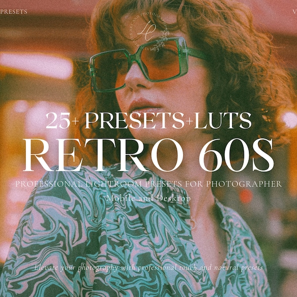 25 RETRO FILM Video Filter and Lightroom Presets, 60s Vintage Film Effect for Instagram, Analog Presets, Retro 70s Presets, 35mm Presets