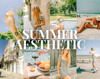 20 SUMMER AESTHETIC Lightroom Mobile Desktop Presets, Travel Presets for Blogger, Film Look Presets, Natural Instagram Presets, Beach Preset