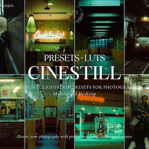 CINEMATIC FILM Luts and Lightroom Presets, Cinestill 800T Filters, Video and Photo Color Grading, Premiere Pro, Final Cut Pro, Video Editing