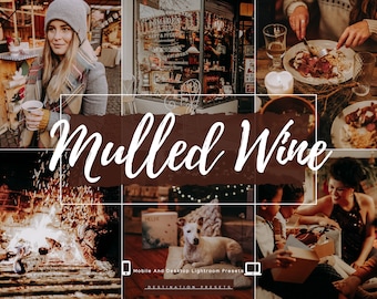 15 MULLED WINE Lightroom Mobile Presets, Moody Christmas filter for Instagram Blogger, Cosy Winter Presets, Warm Indoor and Outdoor