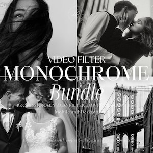 Más de 70 ajustes preestablecidos de video LUTS MONOCROMÁTICOS, filtros B/N, filtros blanco y negro, gradación de color de video, Premiere Pro, Final Cut Pro, edición de video