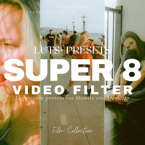 18 SUPER 8 FILM Video Filter and Lightroom Presets, Retro Analog Video Filter, Vintage Film Lut for Instagram, Film Look, Analog Presets