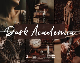 25 preset Lightroom di DARK ACADEMIA, preset autunnali malinconici per Instagram, filtro estetico scuro, preset cinematografici per blogger, preset di Halloween