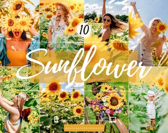 10 SUNFLOWER Lightroom Presets Summer Presets for Instagram Bright Spring Preset Bloom Presets For Blogger Warm Yellow Presets Travel Preset