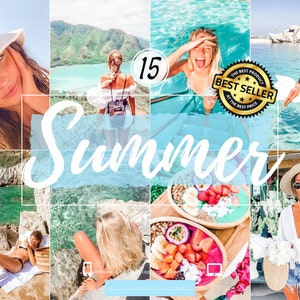 15 SUMMER Presets Lightroom Mobile & Desktop Summer Presets Instagram Filters Blogger Influencer Beach Presets Travel Preset Bright Summer