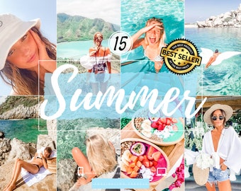 15 SUMMER Presets Lightroom Mobile & Desktop Summer Presets Instagram Filters Blogger Influencer Beach Presets Travel Preset Bright Summer