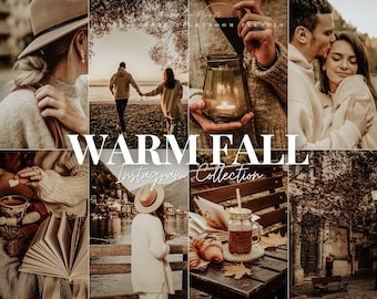 May include: A collection of Instagram filters with a warm fall theme. The filters are designed to give photos a warm, cozy, and autumnal feel. The filters are perfect for capturing the beauty of fall, from the changing leaves to the crisp air.