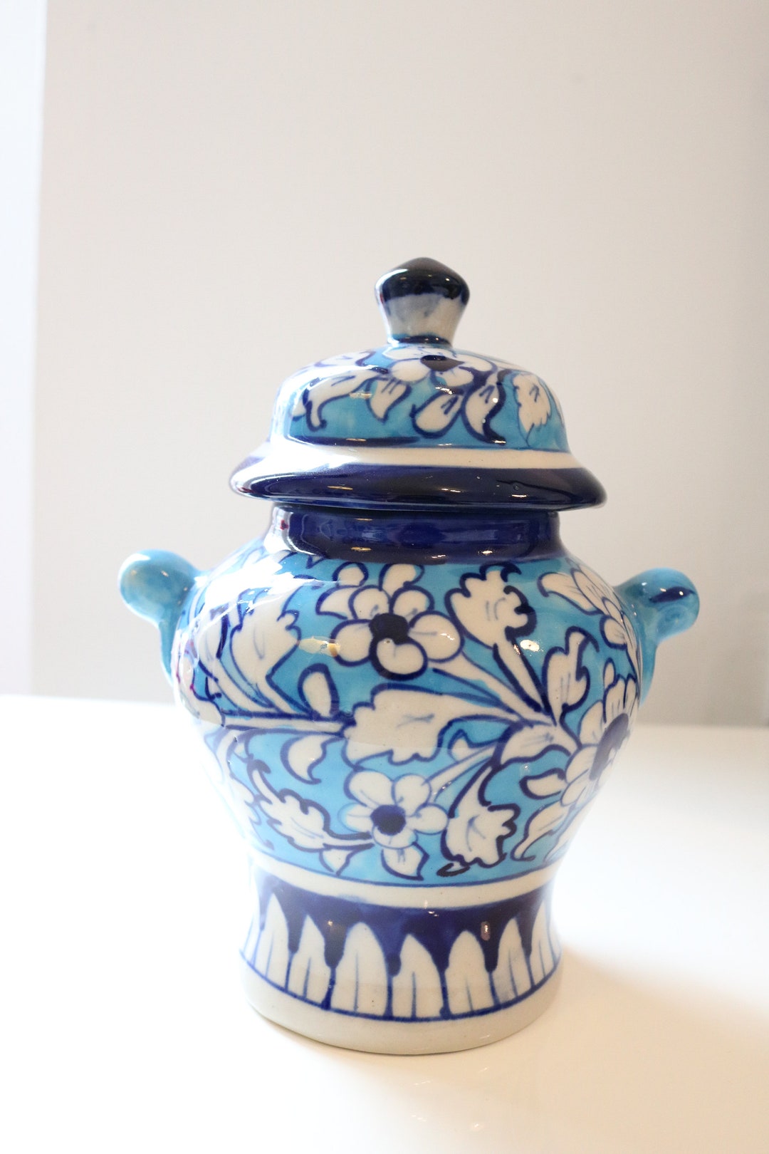 Ceramic Tea Canister, Coffee Canister, Handmade Gift, Blue White
