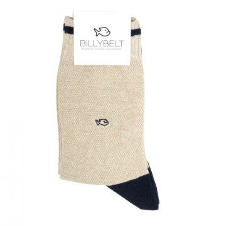 Mens Socks Pique Knit Mottled Beige And Navy Dress Socks Casual Wear Good Quality Durable Socks Mid Calf Affordable Price