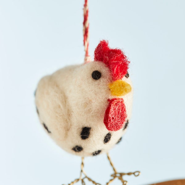 Felt Chicken Ornaments, Needle Felt, Christmas Tree Decoration, Festive Season Toy, Gift Ideas For Her, Handmade Stocking Filler, Baubles
