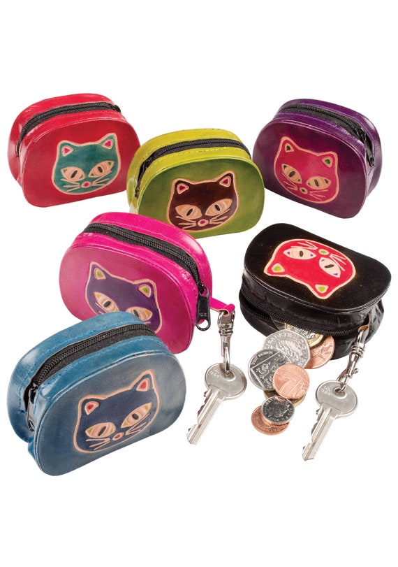 Mala Leather Midnight Cats Coin Purse Black — Purrfect Cat Gifts