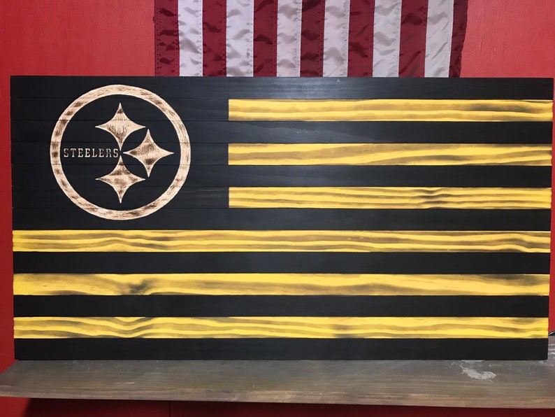 Pittsburgh Steelers 3x5 Foot American Nation Stripes Flag - Polyester With Grommets