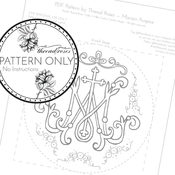 Marian Auspice - Pattern Only, No Instructions - Catholic Embroidery