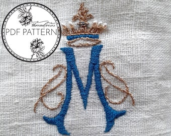 Auspice Maria - Catholic Embroidery Mini Pattern