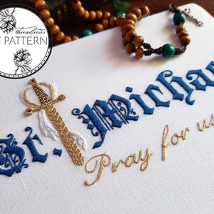 Saint Michael the Archangel, Stitch the Saints — Catholic Embroidery Pattern