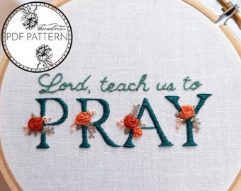 Teach Us To Pray - Catholic Embroidery Mini Pattern