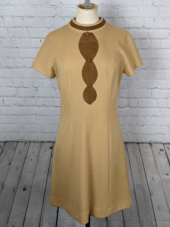 1960s Mod Suede and Knit Mini Dress