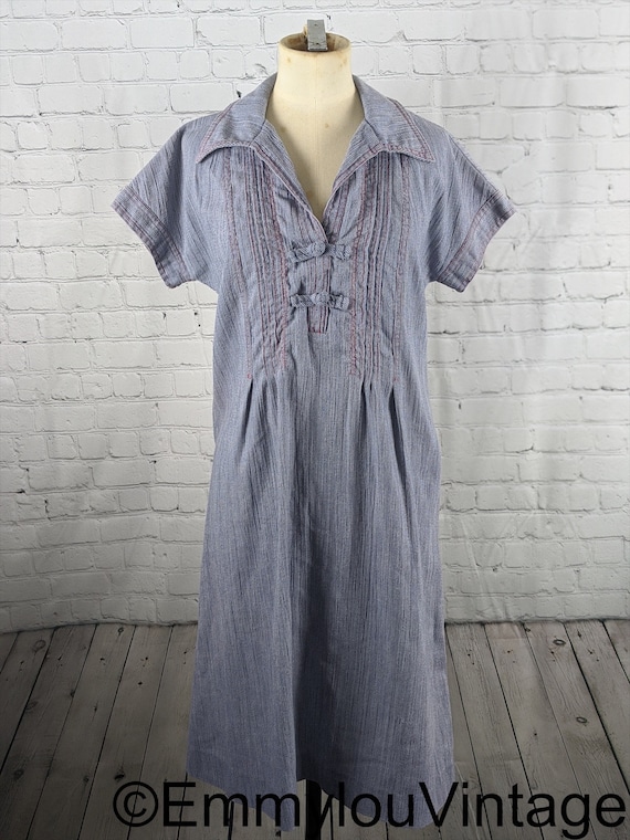 1970s Striped Cotton House Dress