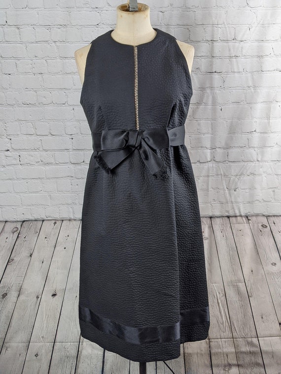 1960s Mod Little Black Bow Dress