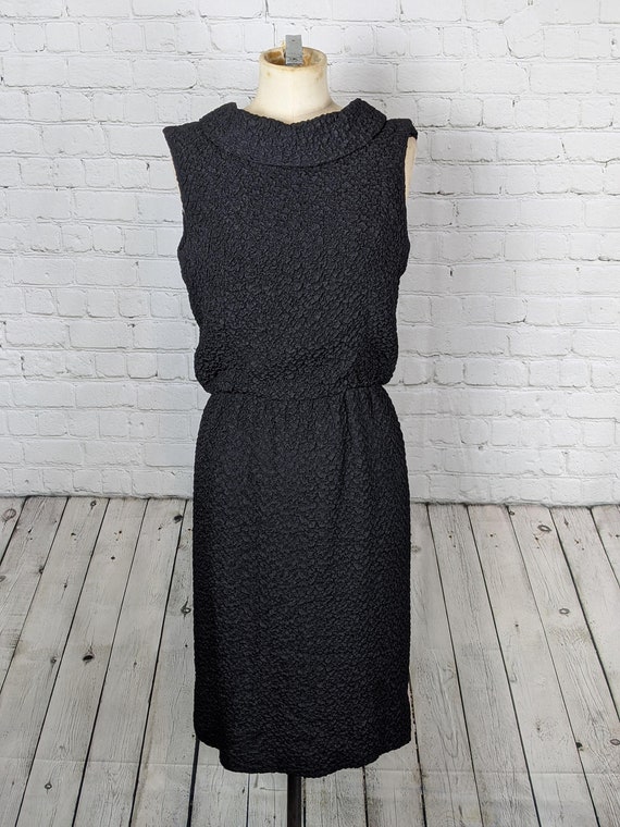 1960s Black Cowl Neck Open Backed Cocktail Dress