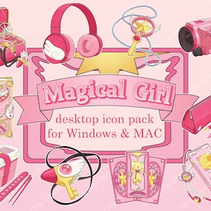 Magical Girl Aesthetic Desktop Folder Icon Pack for Windows + MAC, .PNG, .ICO, Cute Desktop Backgrounds, Kawaii, anime