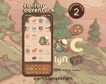 Pacote de expansão Fantasy Adventure 2 para iOS, Android e Tablet, papéis de parede, widgets e tema para aplicativos de jogos.
