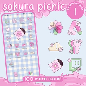 Sakura Picnic Expansion Pack 1 for iOS, Android & Tablet, Wallpapers, Widgets, Cherry Blossom App Theme