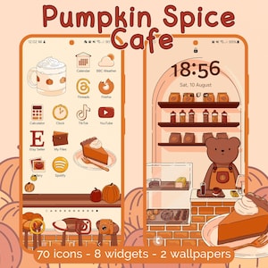 Pumpkin Spice Cafe Icon Pack for iOS, Android & Tablet, Wallpapers, Widgets, Autumn/Fall Coffee Shop App Theme