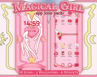 Magical Girl Anime Aesthetic Icon Pack for iOS,  Android & Tablet, Wallpapers, Widgets, Cute Kawaii App Theme