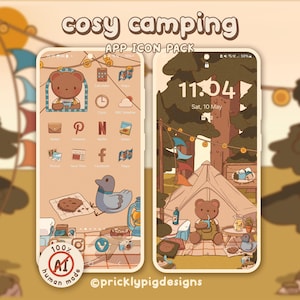 Cosy Camping App Icon Pack: Nature Forest Theme Including Wallpaper for iOS, Galaxy & Android