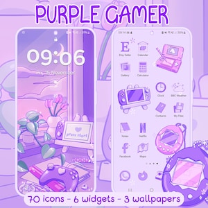 Purple Gamer Icon Pack for iOS, Android & Tablet, Wallpapers, Widgets, Cute Nostalgic App Theme