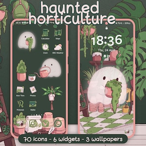 House Plant Ghostie Aesthetic Icon Pack for iOS, Android & Tablet, Wallpapers, Widgets, Cute App Theme