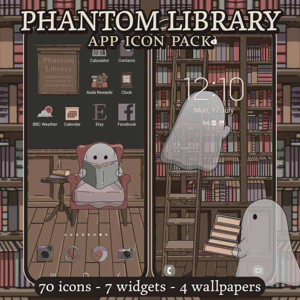 Dark Academia 2: Phantom Library Icon Pack for iOS, Android & Tablet, Wallpapers, Widgets, App Theme