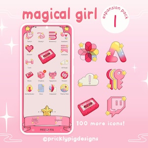 Magical Girl XP1: kawaii-anime-themapictogrammen voor iOS, Android, iPad en tablets