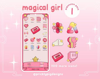 Magical Girl XP1: Iconos con temática de anime kawaii para iOS, Android, iPad y tabletas.